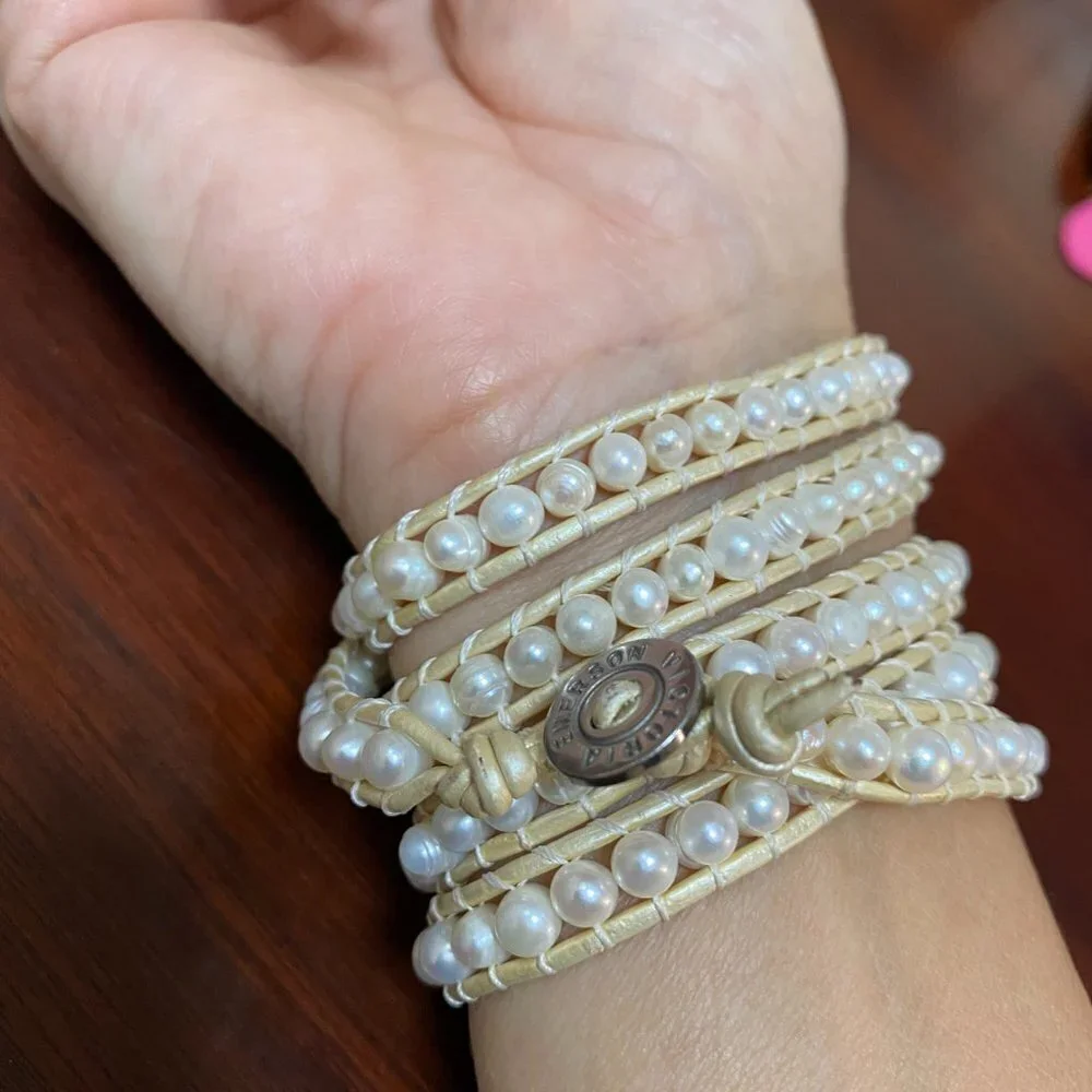 Victoria Emerson Freshwater Pearls on Ivory Apple Watch Strap